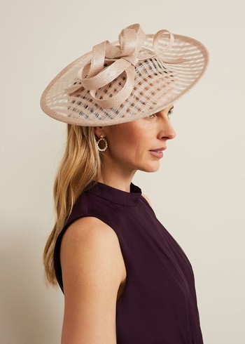 Phase Eight Windowpane Bow Disc Fascinator Hats Cream USA | 9825617-VU